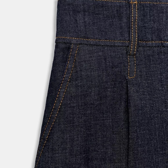 ZARA Dark Indigo Wide-Leg Culotte Pants - Picture 8 of 10